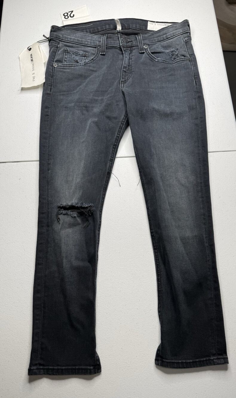 NWT Rag & Bone Faded Black Distressed Denim Capri Jeans Size 28 Cotton